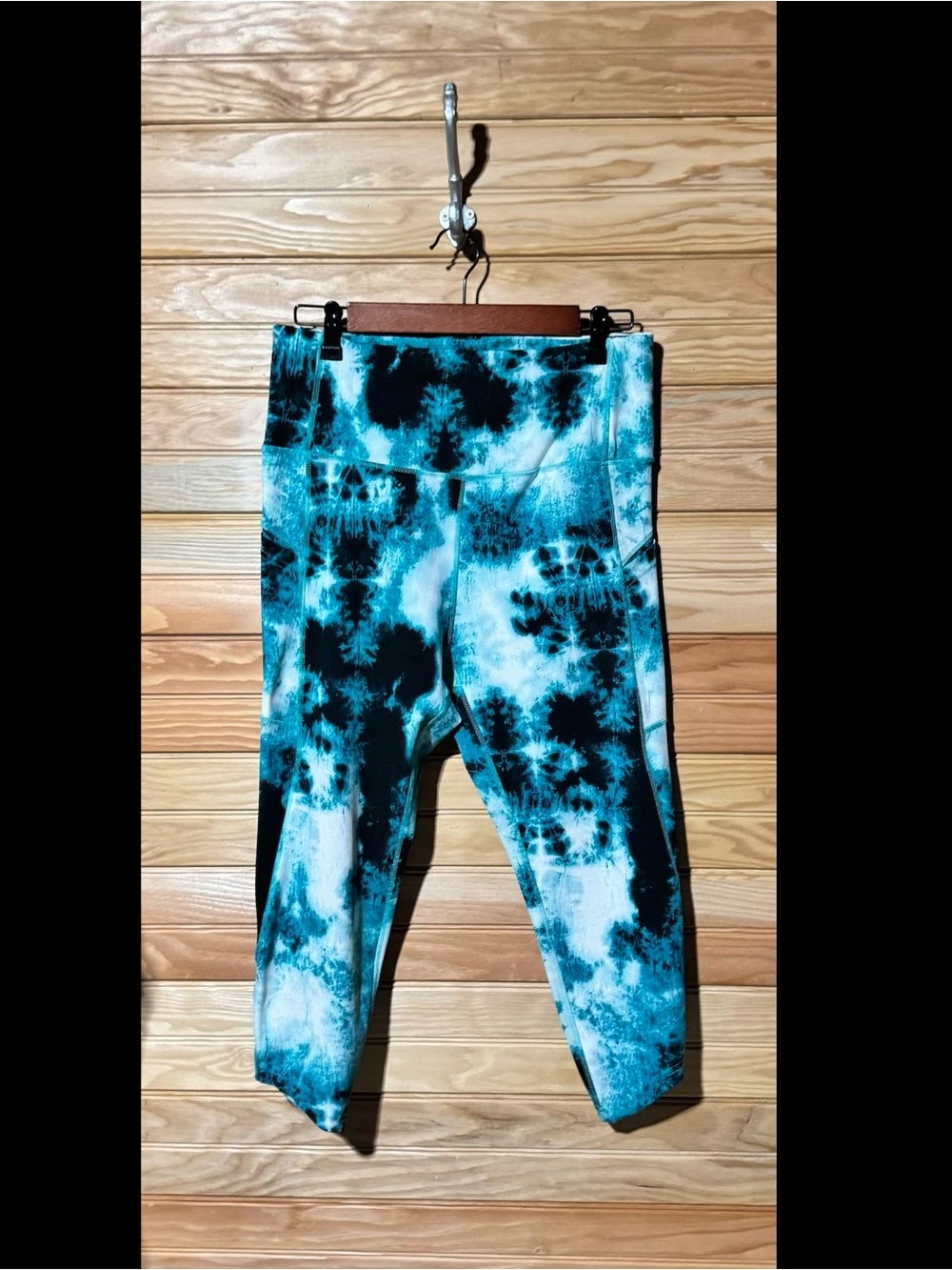Nicole Miller Kids Teal & Black Tie-Dye Leggings